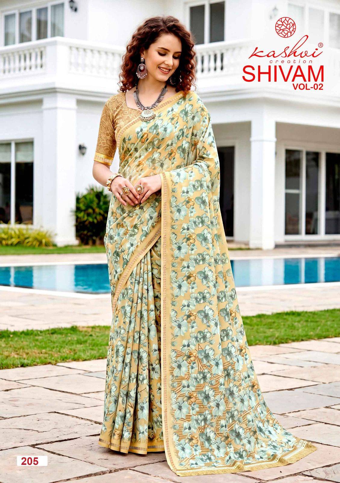 SHIVAM VOL. 2 By KASHVI CREATION 201 To 208 Series Indian Traditional Wear DULL MOSS VISCOSE sarees At Wholesale Price